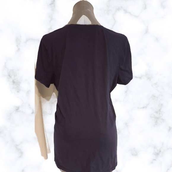 ♣️Navy Short Sleeve T-shirt w White Floral Paisley - Picture 3 of 5